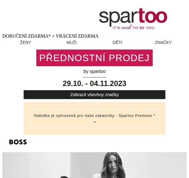 Spartoo: Až -50 % na BOSS, Hispanitas, Deeluxe – duben 2026 | Nuslet.cz