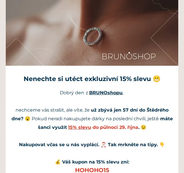 BRUNOshop: Vánoční šperky s 15% slevou – červenec 2026 | Nuslet.cz