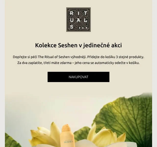 Rituals: 2+1 ZDARMA na kolekci Seshen – září 2026