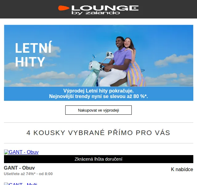 Lounge by Zalando: Letní výprodej GANT, Gabor, LERROS až –80 % – červen 2026 | Nuslet.cz