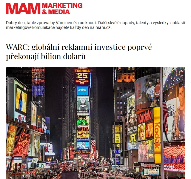 Marketing & Media: WARC – reklamní investice bilion dolarů – červen 2026 | Nuslet.cz