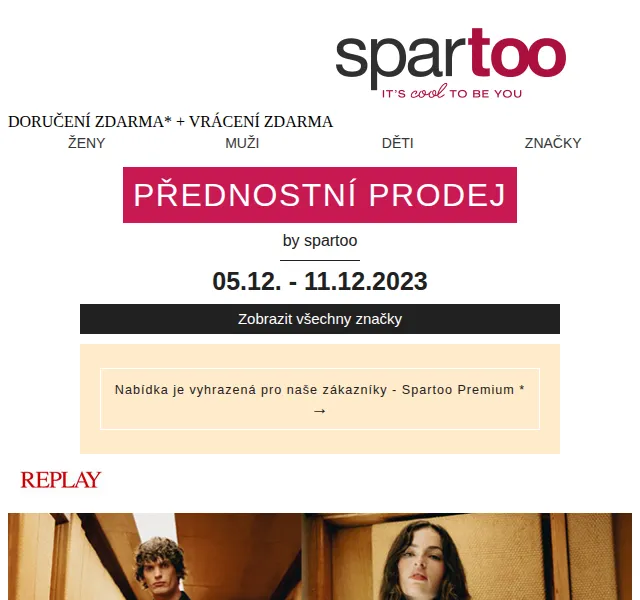 Spartoo: Sleva až -50 % na Replay, Dockers – prosinec 2026 | Nuslet.cz
