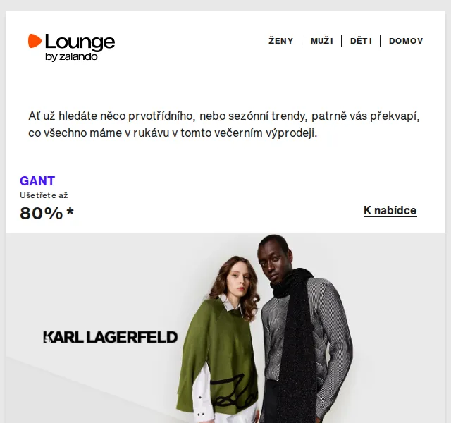 Lounge by Zalando: GANT, KARL LAGERFELD a až 80% sleva – červen 2026 | Nuslet.cz