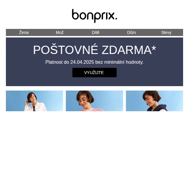 Bonprix: Poštovné zdarma bez minimální hodnoty – červen 2026 | Nuslet.cz