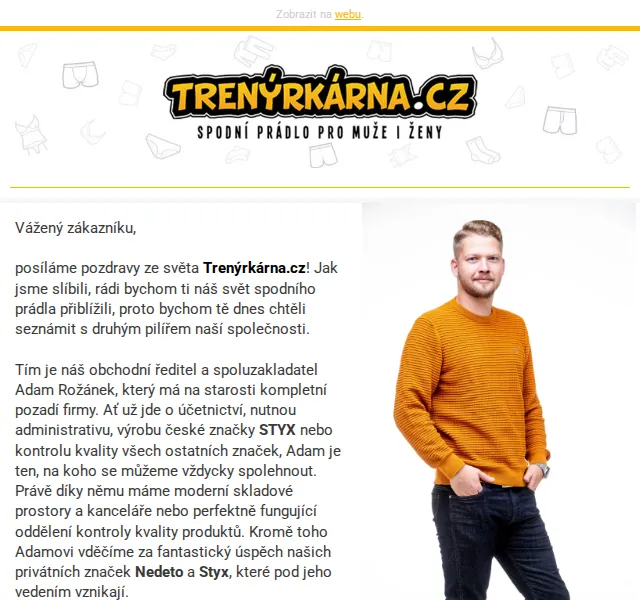 Lukáš z Trenýrkárna.cz: Představení Adama a výroby STYX – červen 2026 | Nuslet.cz