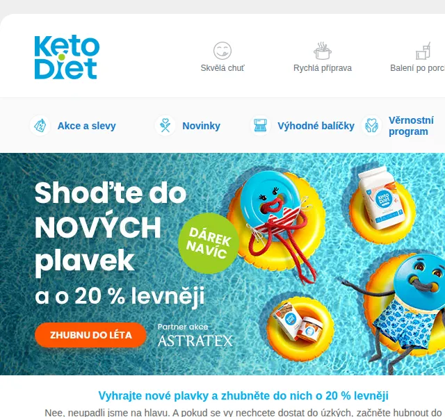 KetoDiet: 20% sleva na proteinová jídla a soutěž o plavky – červen 2026 | Nuslet.cz
