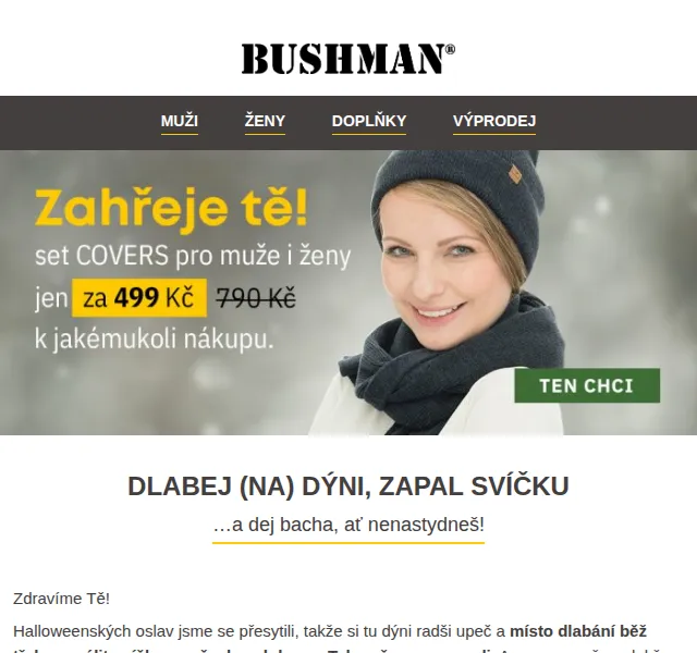 BUSHMAN: Zimní výprodej čepic a svetrů – červen 2026 | Nuslet.cz