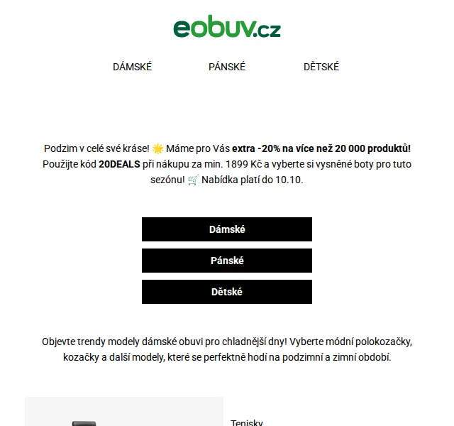 eobuv.cz: extra -20 % na 20 000 produktů – červen 2026 | Nuslet.cz