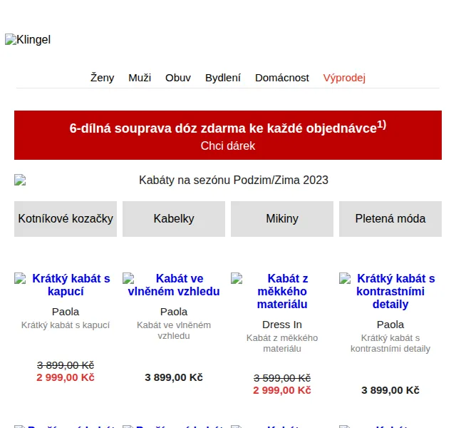 KLiNGEL: Kabát od 2 999 Kč – červenec 2026 | Nuslet.cz