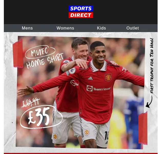Sportsdirect.com: Man Utd dresy až 50 % – červen 2026 | Nuslet.cz