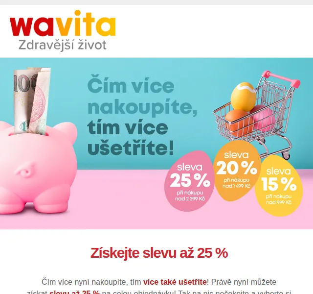 Wavita: sleva až 25 % na celou objednávku – červen 2026 | Nuslet.cz