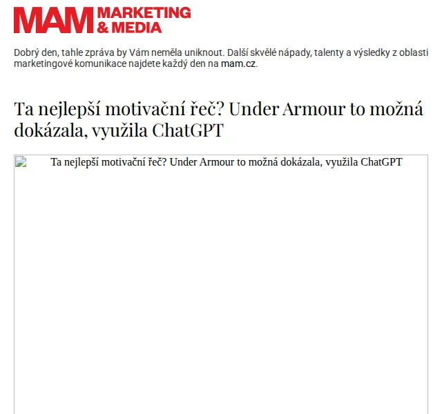 Marketing & Media: Under Armour využívá ChatGPT – červenec 2026 | Nuslet.cz