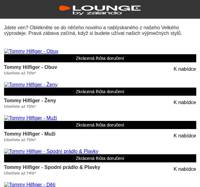 Lounge by Zalando: Tommy Hilfiger sleva až 80 % – červen 2026 | Nuslet.cz