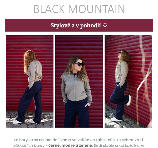 Black Mountain: Jarní kolekce — Kalhoty, bomberry, sukně | Nuslet.cz
