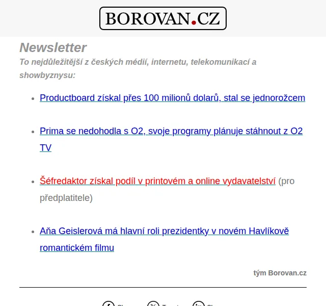 Aleš Borovan: Productboard jednorožcem, Primy v O2 TV – červen 2026 | Nuslet.cz