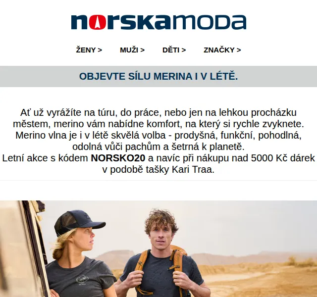 Norskamoda.cz: Léto patří merinu –20 % na vybrané kousky + taška zdarma | červenec 2026 | Nuslet.cz