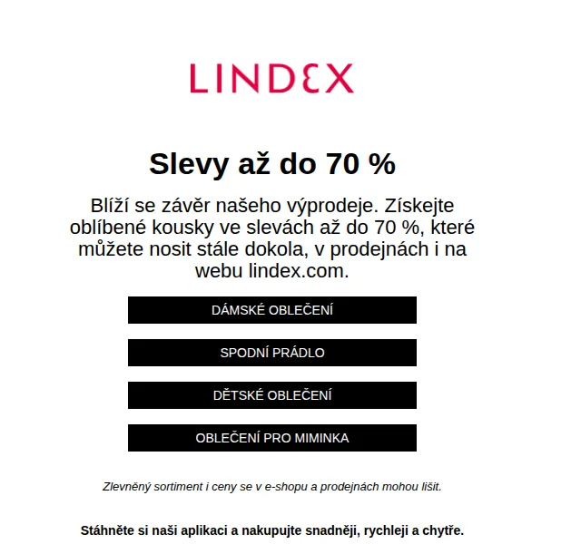 Lindex: Finální výprodej se slevami až 70 % – červen 2026 | Nuslet.cz