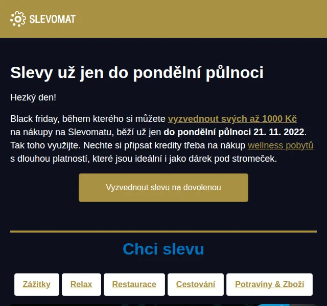 Slevomat: Black Friday až 1000 Kč na wellness pobyty – červen 2026 | Nuslet.cz