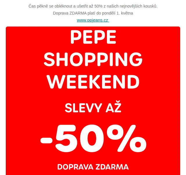 Pepe Jeans: Shopping Weekend slevy až -50 % – červen 2026 | Nuslet.cz