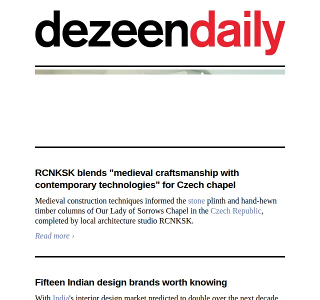 Dezeen Daily: Nová kaple i design od RCNKSK – Červen 2026 | Nuslet.cz