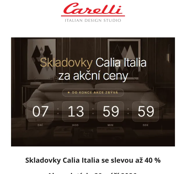 Carelli: Calia Italia sedačky až -40 % – září 2026