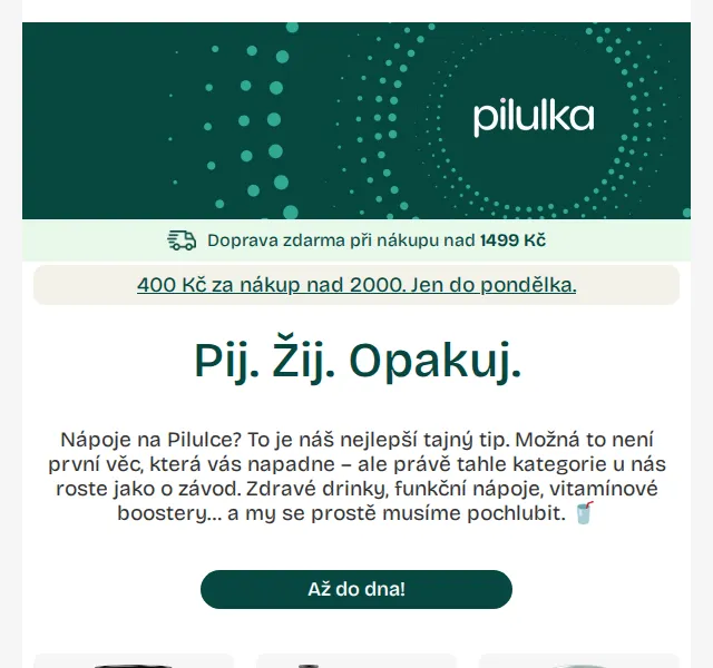 Pilulka.cz: Nápoje se slevou 10–16 % do 14. června 2026 | Nuslet.cz