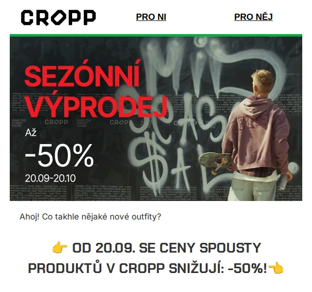 Cropp: Mid Season Sale -50 % – červen 2026 | Nuslet.cz