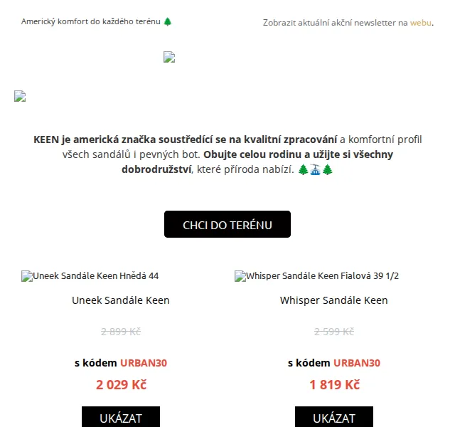 UrbanStore.cz: KEEN sandály se slevou 30 % – červen 2026 | Nuslet.cz