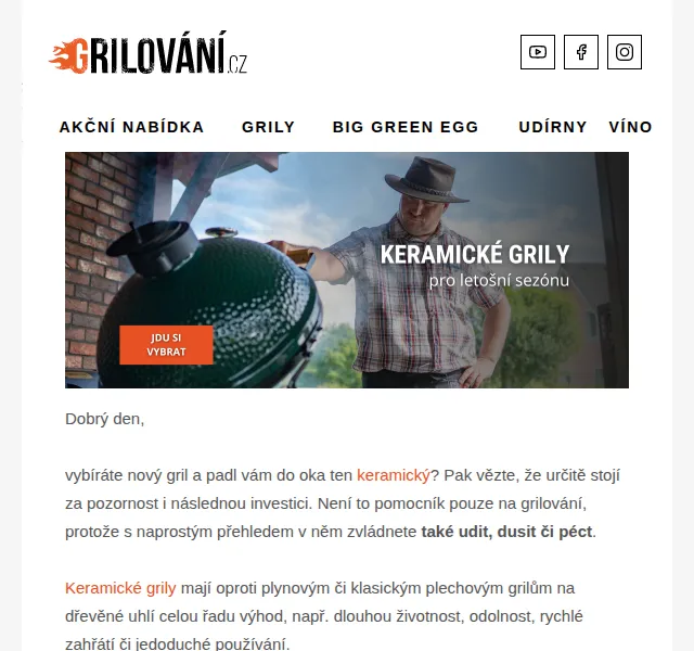 Grilování.cz: Keramické grily Big Green Egg – červen 2026 | Nuslet.cz