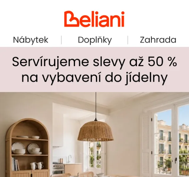 Beliani.cz: Až 50 % sleva na nábytek do jídelny – srpen 2026