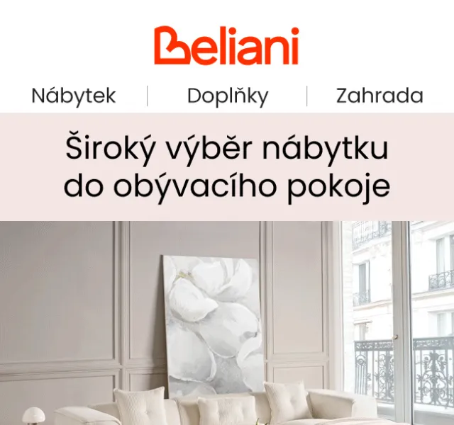 Beliani.cz: Nábytek do obývačky se slevou až 31 % – červen 2026