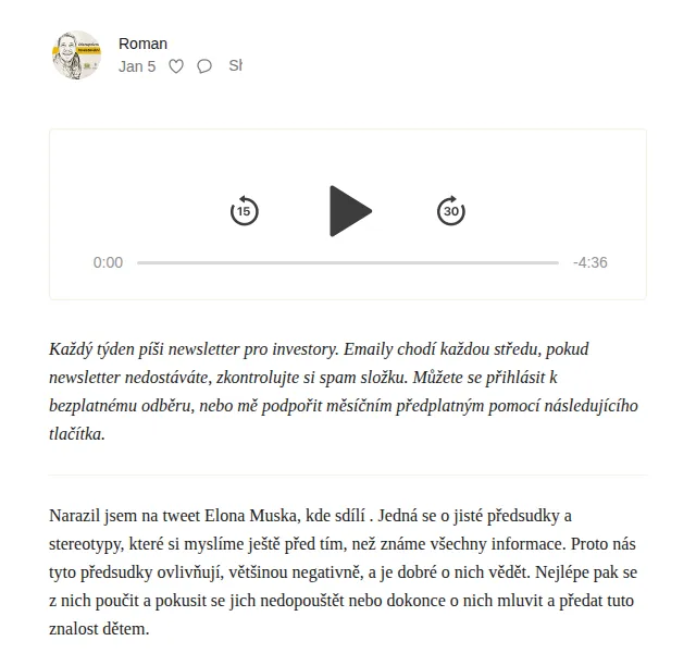 Substack: 50 kognitivních zkreslení – červen 2026 | Nuslet.cz