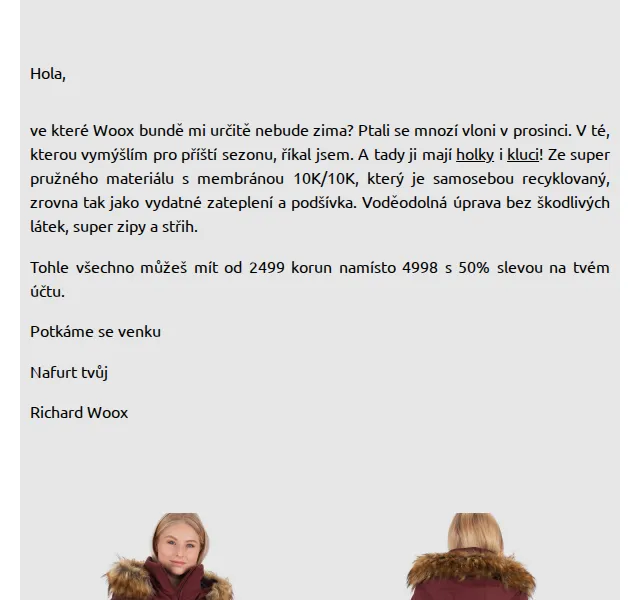 Richard Woox: Bunda s 50% slevou od 2 499 Kč – červen 2026 | Nuslet.cz