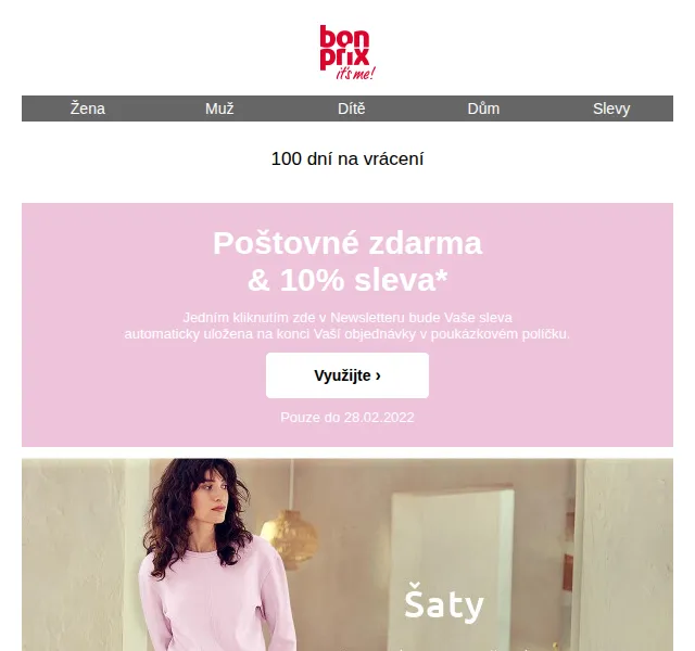 bonprix: Poštovné zdarma & 10% sleva – únor 2022 | Nuslet.cz