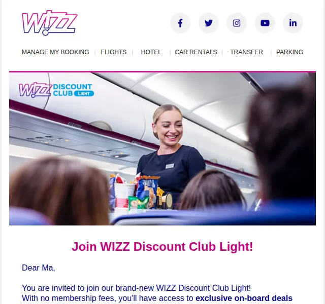 Wizz Air: WIZZ Discount Club Light bez členského poplatku – červen 2026 | Nuslet.cz