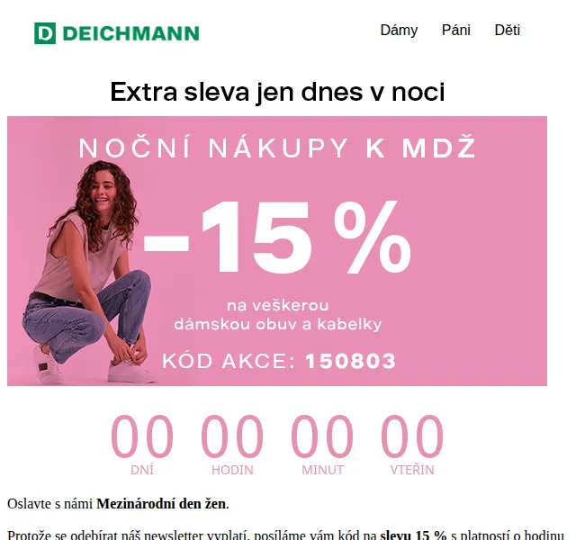DEICHMANN: Sleva 15 % na dámské boty a kabelky – červenec 2026 | Nuslet.cz