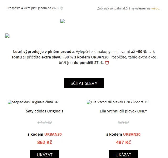 UrbanStore: Extra sleva -30 % na letní výprodej – červen 2026 | Nuslet.cz