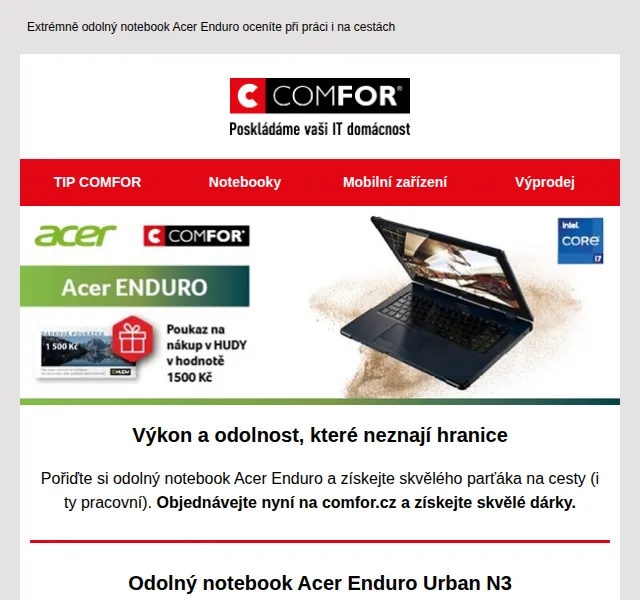 Comfor: Acer Enduro Urban N3 od 17 990 Kč – červen 2026 | Nuslet.cz
