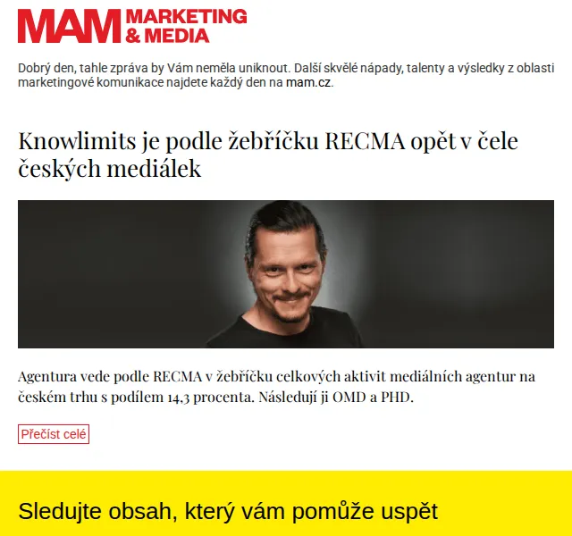 Marketing & Media: Knowlimits mediální agentura č.1 – červen 2026 | Nuslet.cz