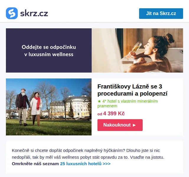 Skrz: luxusní wellness pobyty od 2 610 Kč – červen 2026 | Nuslet.cz