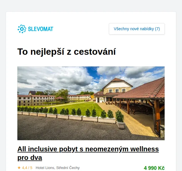 Slevomat: All inclusive pobyt s neomezeným wellness pro dva – červen 2026 | Nuslet.cz