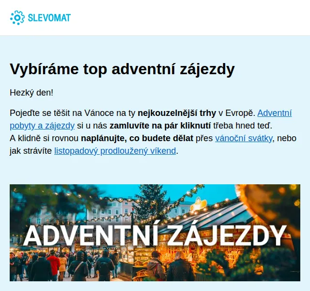Slevomat: Adventní pobyty a zájezdy od 579 Kč – červen 2026 | Nuslet.cz