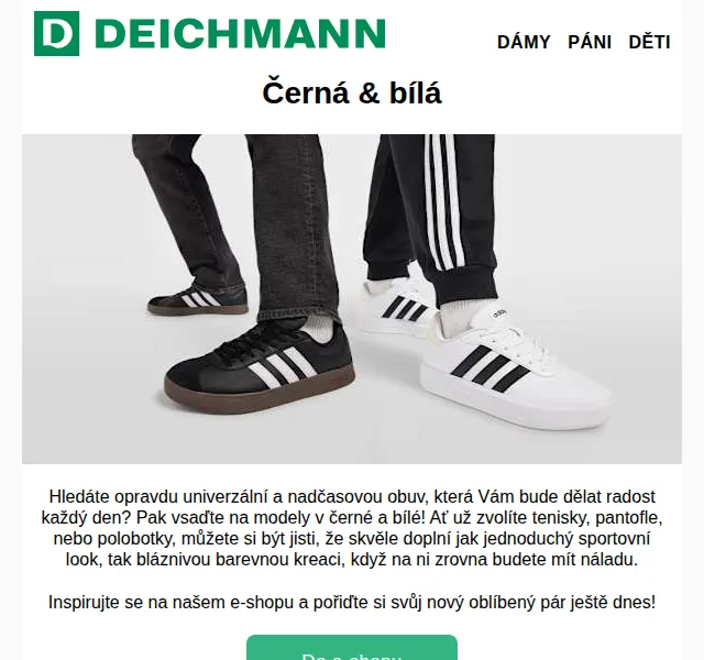 Deichmann: Černá & bílá obuv od 499 Kč – červen 2026 | Nuslet.cz