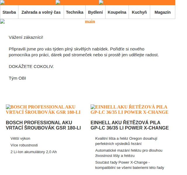 OBI: Orange Friday – slevy a doprava zdarma – červen 2026 | Nuslet.cz