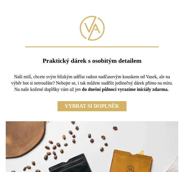 Vasky: Dárkové doplňky s iniciálou zdarma – červen 2026 | Nuslet.cz