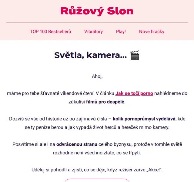 Růžový Slon: Vibrátor 20% sleva + dárek – červen 2026