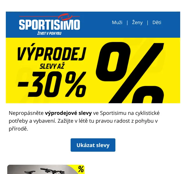 Sportisimo.cz: Cyklistické vybavení se slevou 30 % – červenec 2026