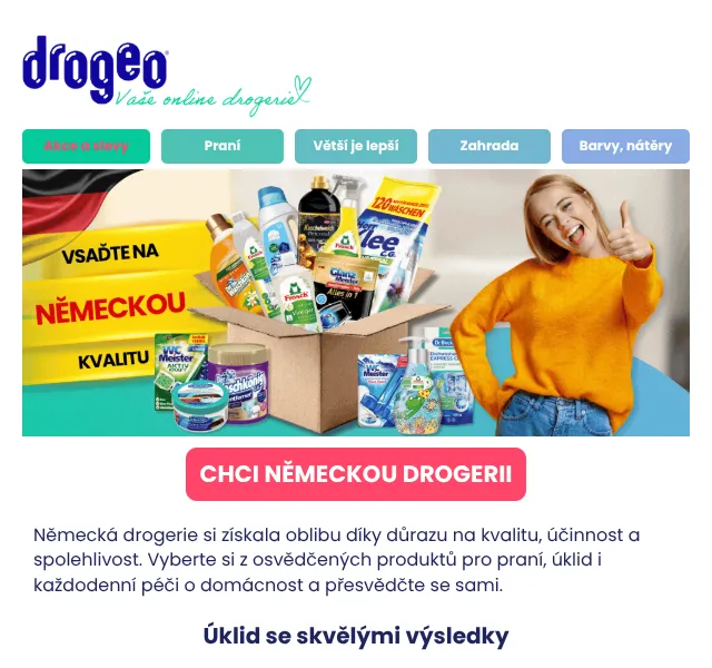 Drogeo: Německá drogerie — praní a úklid – srpen 2026