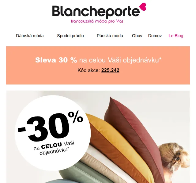 Blancheporte: -30 % na luxusní povlečení – červen 2026 | Nuslet.cz