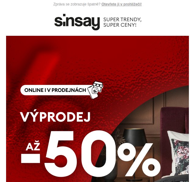 Sinsay HOME výprodej až -50% – duben 2026 | Nuslet.cz
